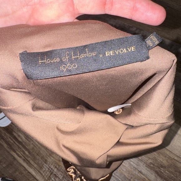 House of Harlow 1960 x Revolve Crushed Velvet Halter Bodysuit Brown XS - Picture 4 of 7